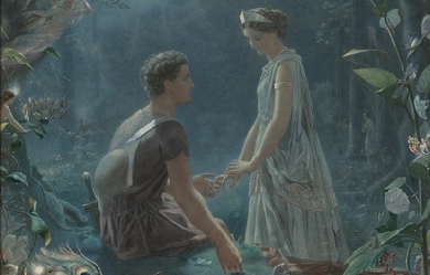 Hermia and Lysander., by John Simmons (painter)