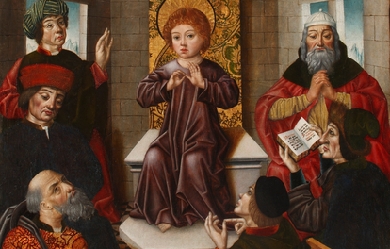 Christ child among the doctors, by Diego de la Cruz