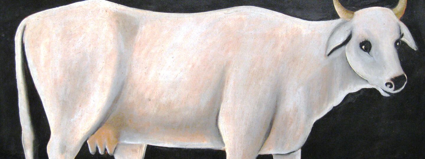 White Cow on a Black Background, by Niko Pirosmani