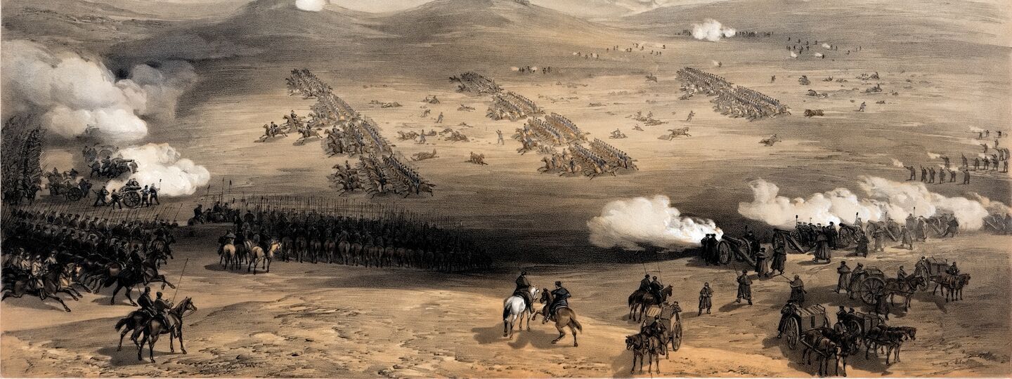 Charge of the Light Cavalry Brigade, 25th Oct. 1854, under Major General the Earl of Cardigan, by William Simpson