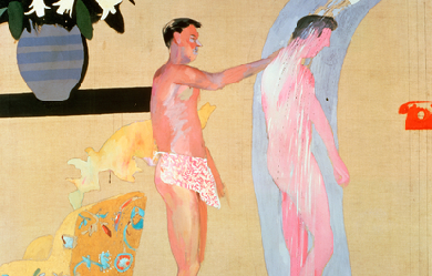 Beginning of the angels scene, by David Hockney