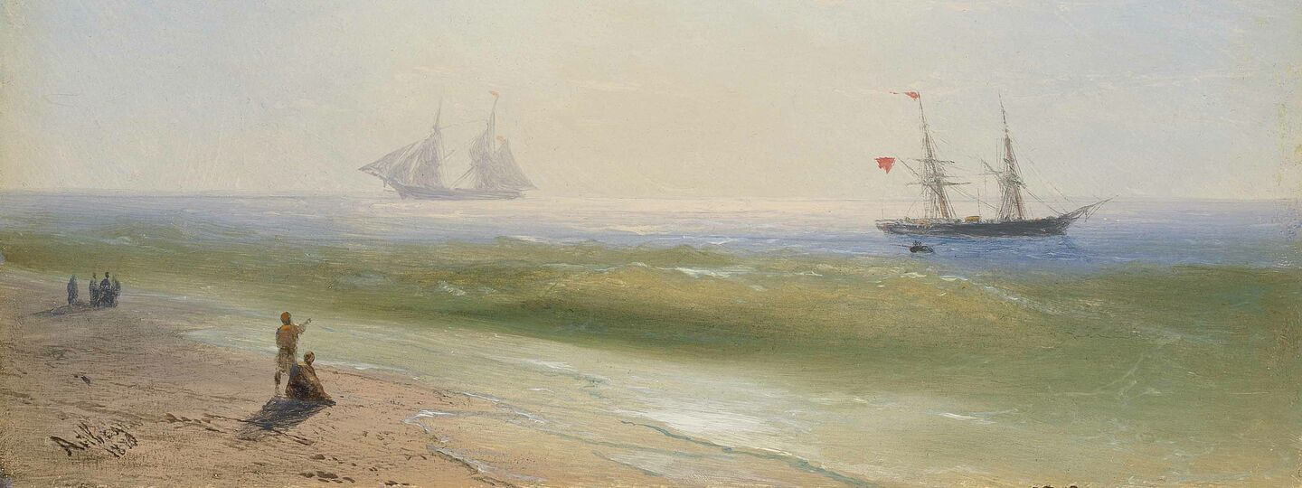 Sailing along the shore, by Ivan Aivazovsky