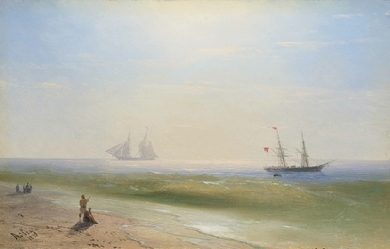 Sailing along the shore, by Ivan Aivazovsky