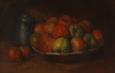 Still Life with Apples and a Pomegranate, by Gustave Courbet