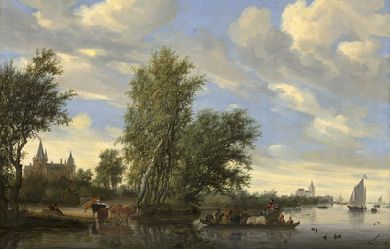 River Landscape with Ferry, by Salomon van Ruysdael