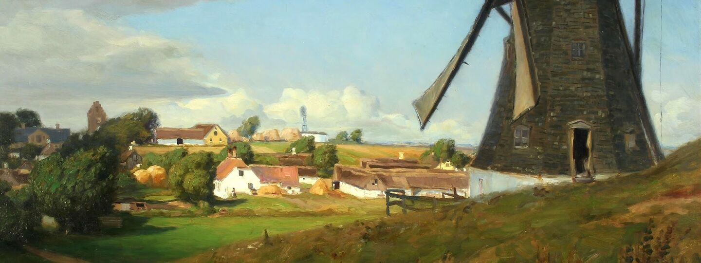 Landscape with windmill and houses, by H. A. Brendekilde