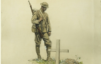 Doughboy at the grave of a fallen comrade, by William James Aylward