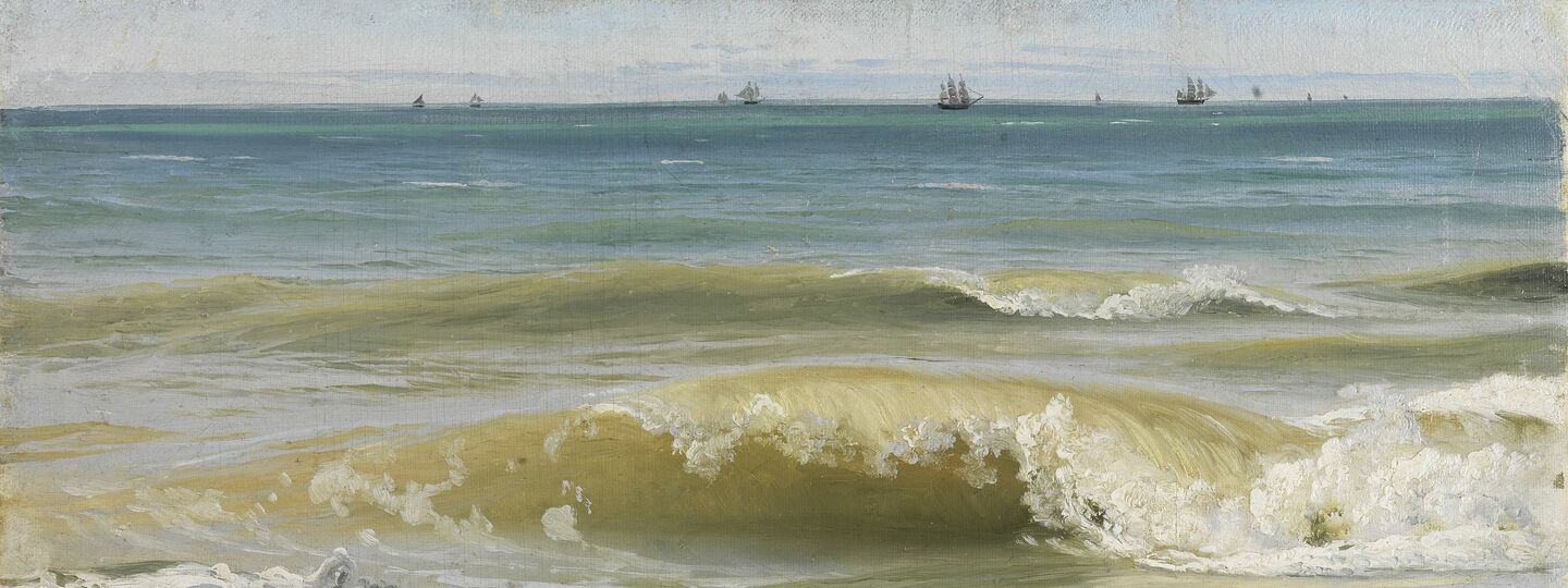 Breaking Waves with Distant Ships, by Johann Wilhelm Schirmer