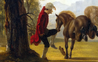 Voltaire taming a horse, by Jean Huber