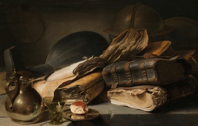 Still life with books, by Jan Lievens