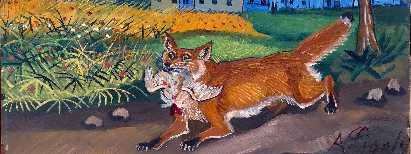 Fox with hen, by Antonio Ligabue