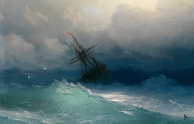 A Ship in a Stormy Sea, by Ivan Aivazovsky