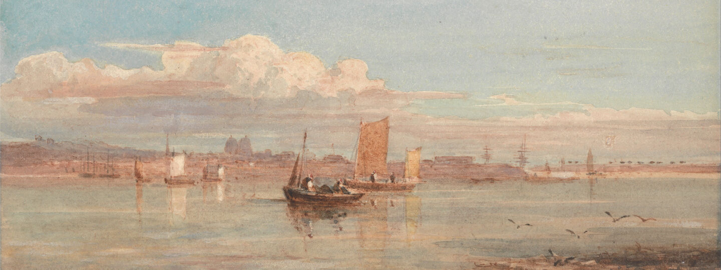 Greenwich Hospital from Woolwich Reach, by David Cox