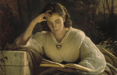 Woman Reading. Portrait of Sofia Kramskaya, by Ivan Kramskoi