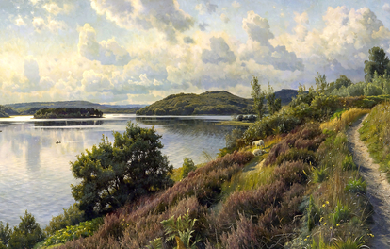 A view of Borresö towards Karoline Amalies Hoj, Denmark, by Peder Mork Monsted