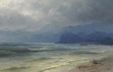 The coast of Koktebel, Crimea., by Ivan Aivazovsky