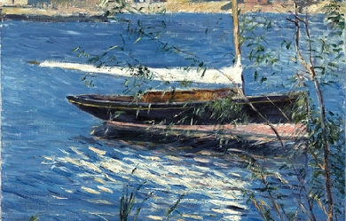 Boat Moored on the Seine at Argenteuil , by Gustave Caillebotte