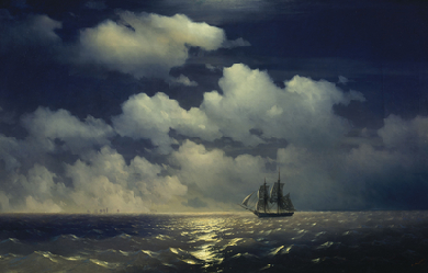 The brig Mercury encounter after defeating two Turkish ships of the Russian squadron, by Ivan Aivazovski