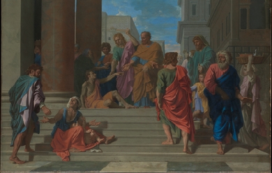 Saints Peter and John Healing the Lame Man, by Nicolas Poussin