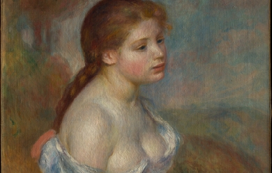 A Young Girl with Daisies, by Pierre-Auguste Renoir