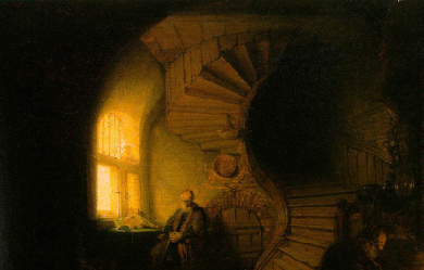 Philosopher in meditation, by Rembrandt