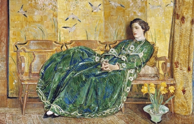 April : (The Green Gown), by Childe Hassam