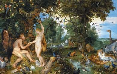 The garden of Eden with the fall of man, by Peter Paul Rubens and Jan Brueghel the Elder