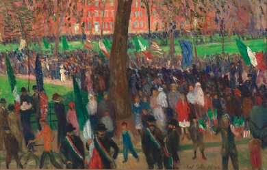 Parade, Washington Square, by William Glackens