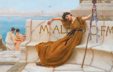 A priestess of Bacchus, by John William Godward