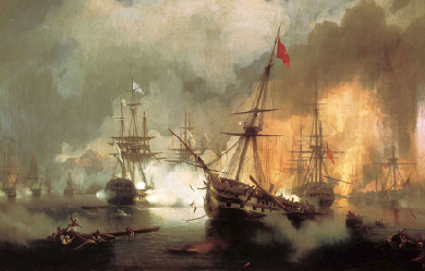 Sea battle at Navarino on October 20, 1827, by Ivan Aivazovski