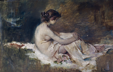 Female nude, by Ignacio Pinazo Camarlench