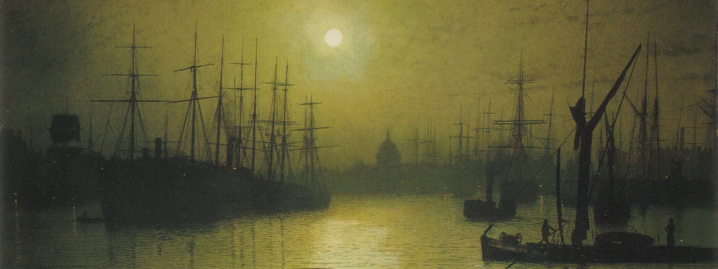 Nightfall down the Thames, by John Atkinson Grimshaw