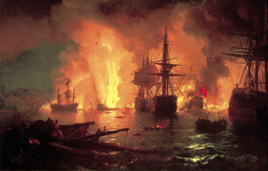 Battle of Çesme at Night, by Ivan Aivazovsky