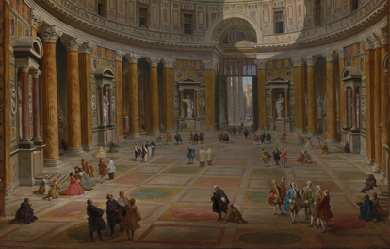 Interior of the Pantheon, Rome, by Giovanni Paolo Panini