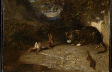 Cat, Weasel and Rabbit, by Alexandre-Gabriel Decamps