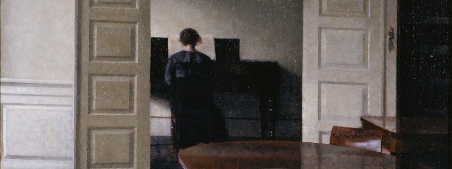 Interior with Ida Playing the Piano, by Vilhelm Hammershøi