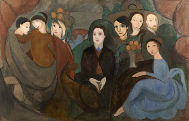 Meeting in the countryside (Apollinaire and his friends), by Marie Laurencin