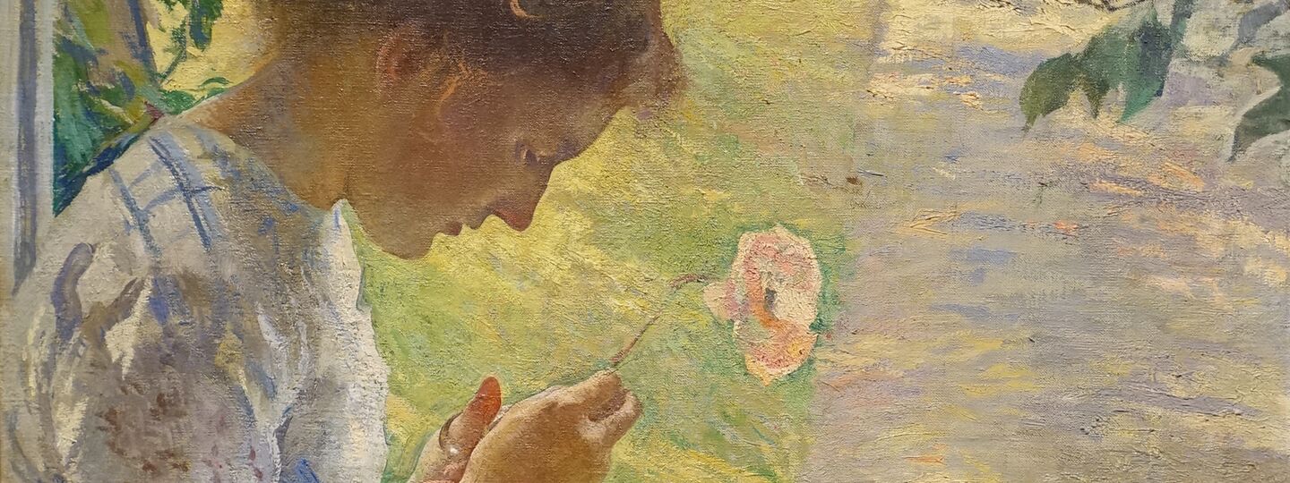Mercie Cutting Flowers, by Edmund C. Tarbell