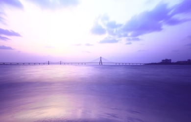 Bridge on the purple sea