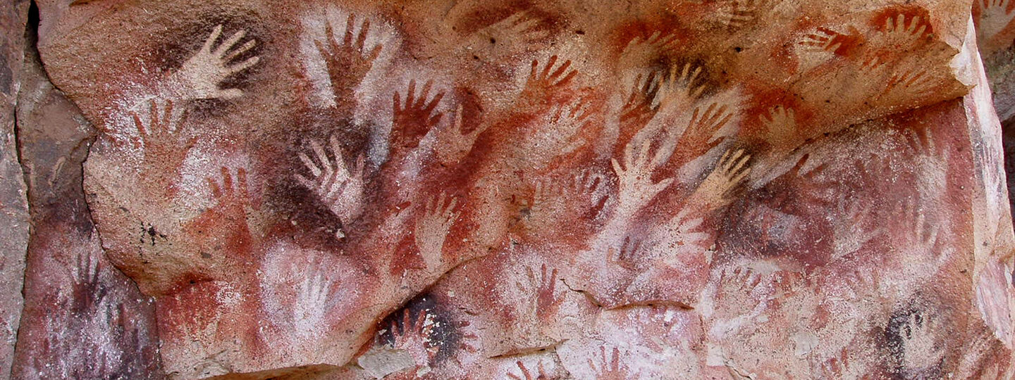 Hands at the Cuevas de las Manos upon Río Pinturas, near the town of Perito Moreno in Santa Cruz Province, Argentina, by Unknown artists