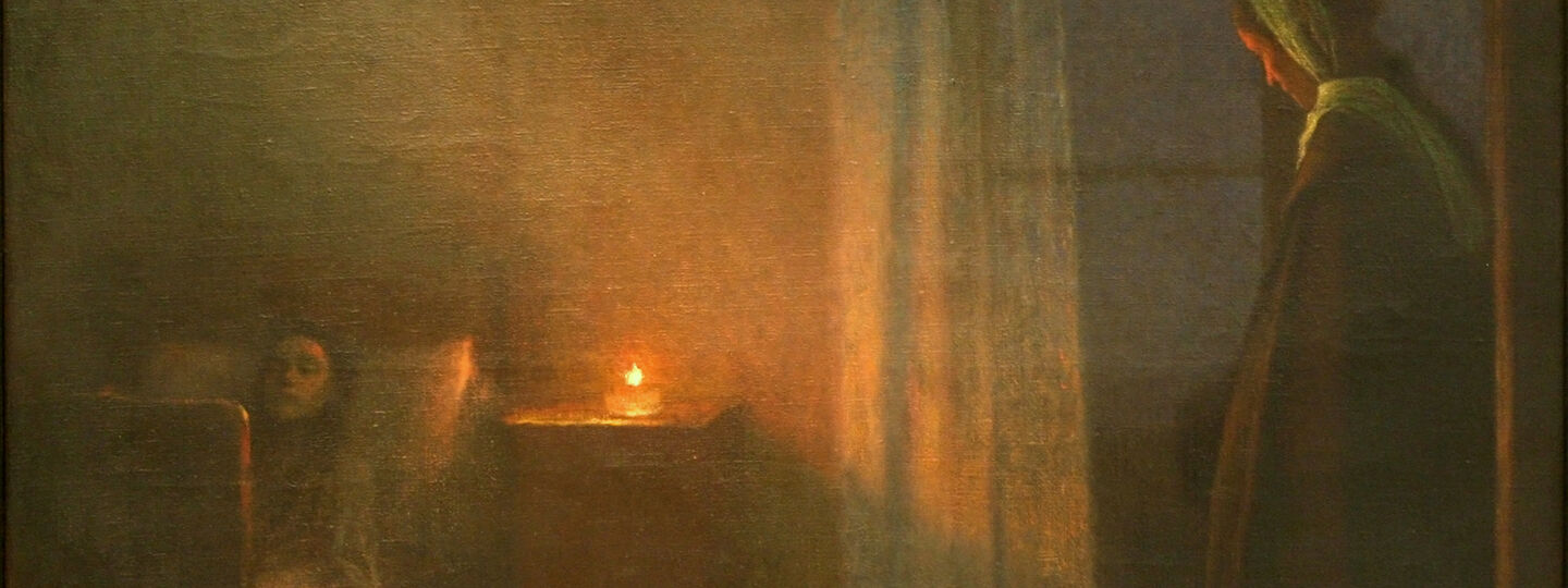 By the Girl's Bed, by Jakub Schikaneder