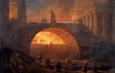 The Fire of Rome, 18 July 64 AD, by Hubert Robert